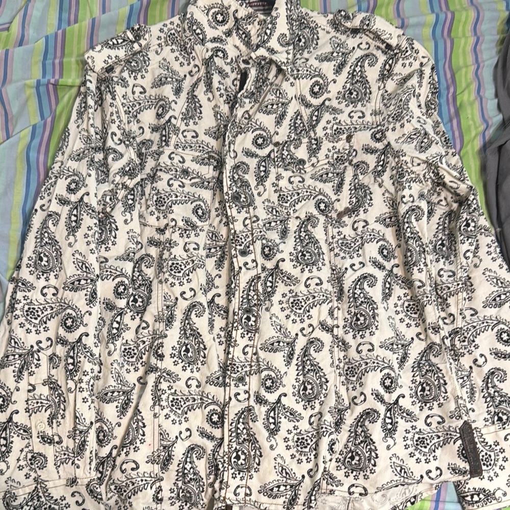Paisley Print Corduroy Men's Button-Up